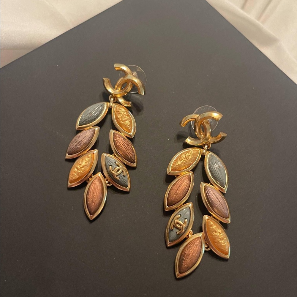 Elegant Gold Chanel Earrings